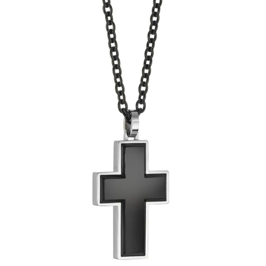 Necklace with pendant Stainless steel IP coated Cross 50 cm