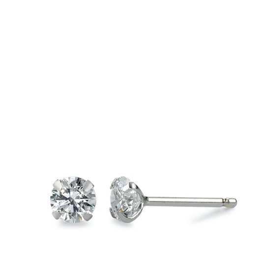 Stud earrings Silver Zirconia White, 2 Stones, round, 4.5 mm