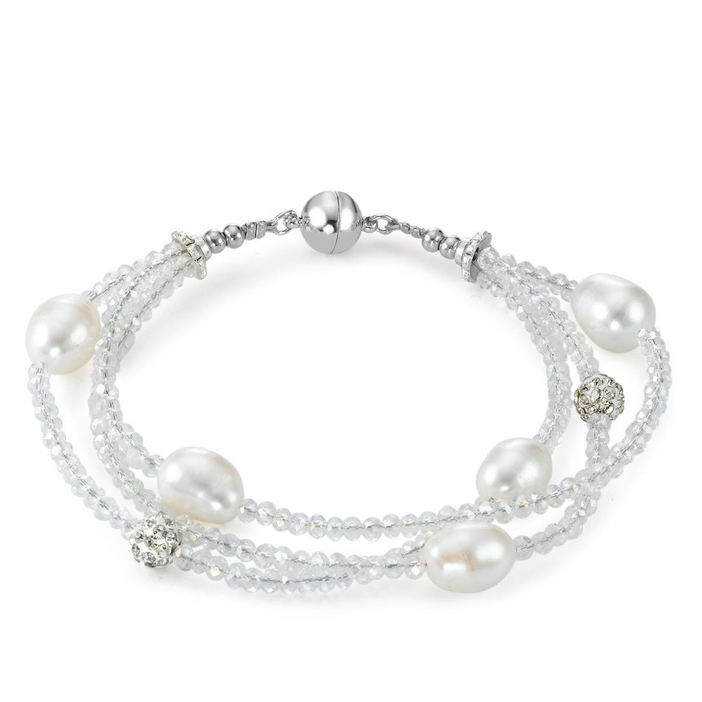 Bracelet Stainless steel Crystal Freshwater pearl 18 cm