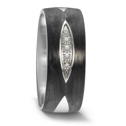 Wedding Ring Stainless steel, Carbon Zirconia 5 Stones