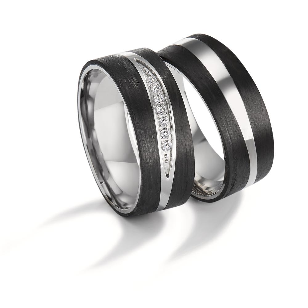 Wedding Ring Stainless steel, Carbon Zirconia 7 Stones