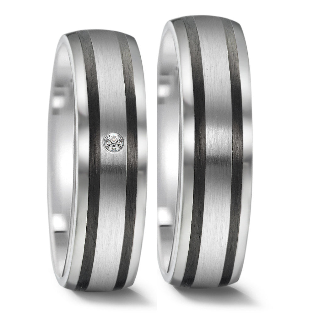 Wedding Ring Stainless steel, Carbon Zirconia