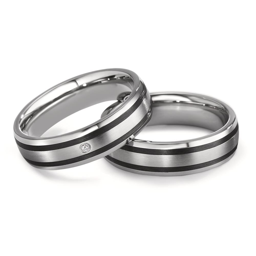 Wedding Ring Stainless steel, Carbon Zirconia