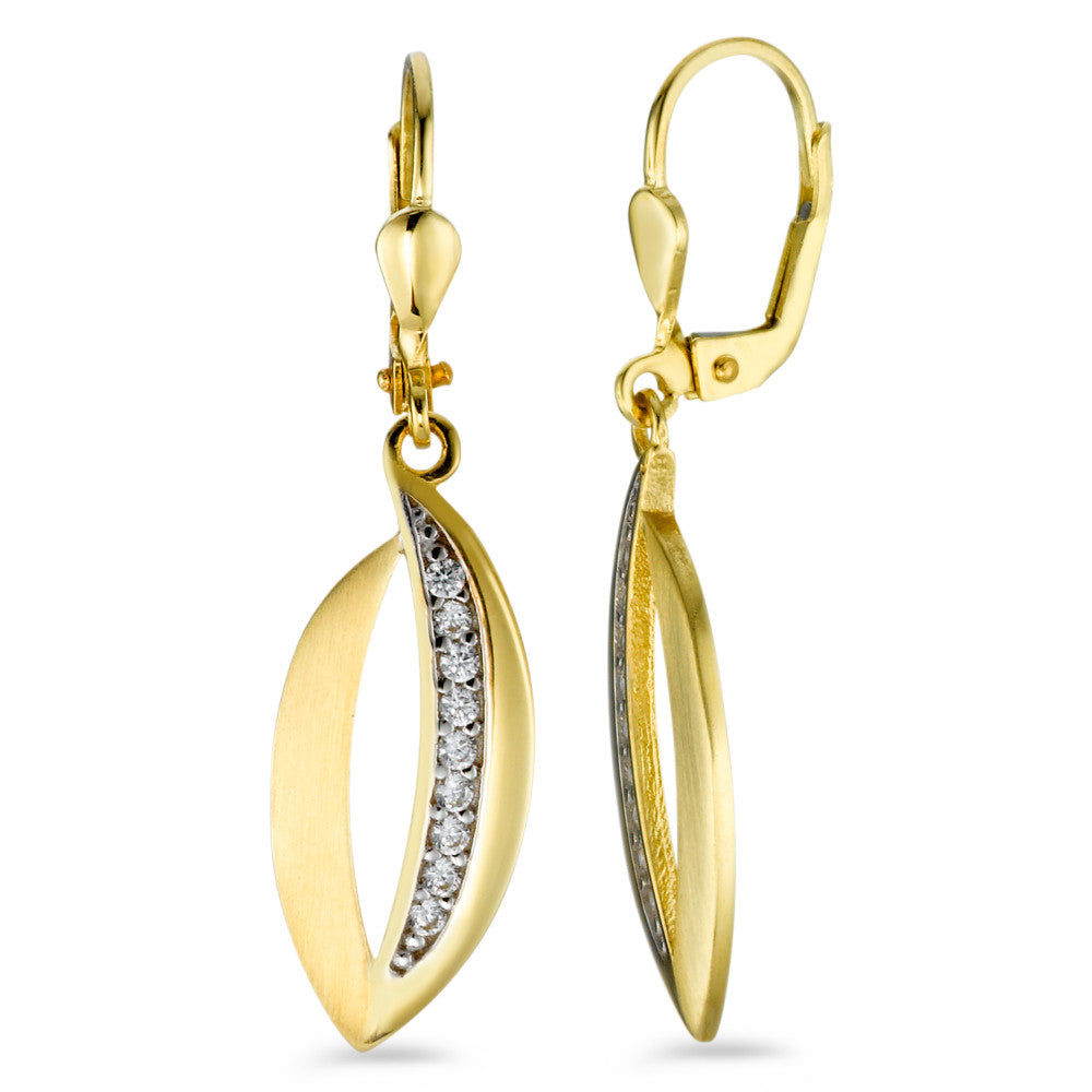 Drop Earrings 9k Yellow Gold Zirconia 18 Stones