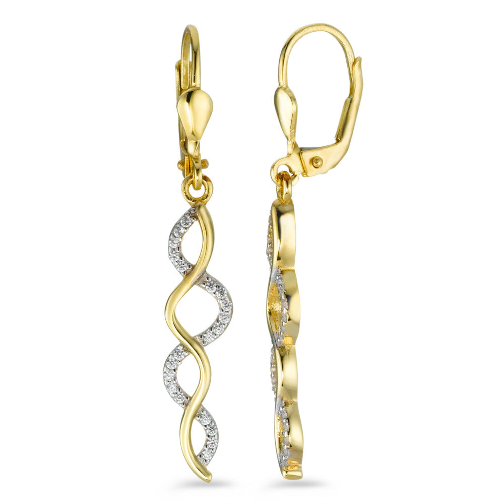 Drop Earrings 9k Yellow Gold Zirconia 40 Stones