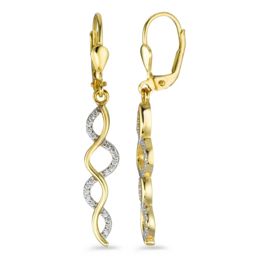 Drop Earrings 9k Yellow Gold Zirconia 40 Stones