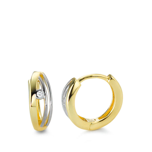 Hinged hoop 9k Yellow Gold Zirconia 2 Stones