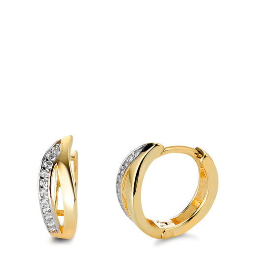 Hinged hoop 9k Yellow Gold Zirconia 22 Stones Bicolor