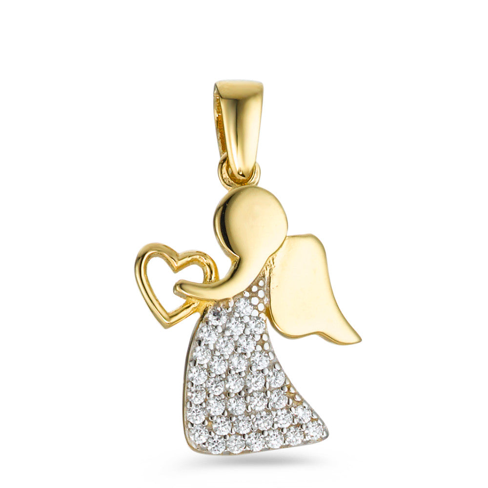 Pendant 9k Yellow Gold Zirconia Angel