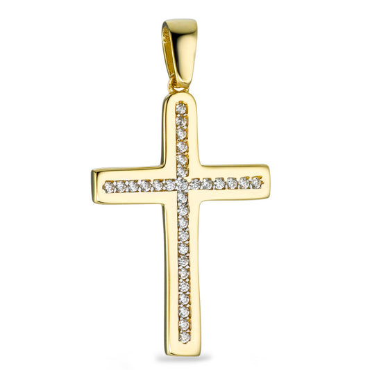 Pendant 9k Yellow Gold Zirconia 31 Stones Cross