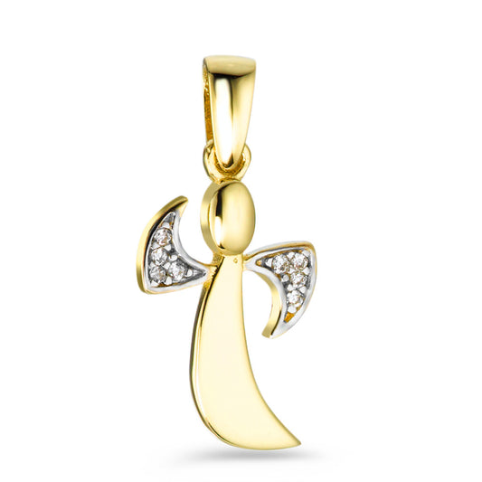 Pendant 9k Yellow Gold Zirconia 8 Stones Angel