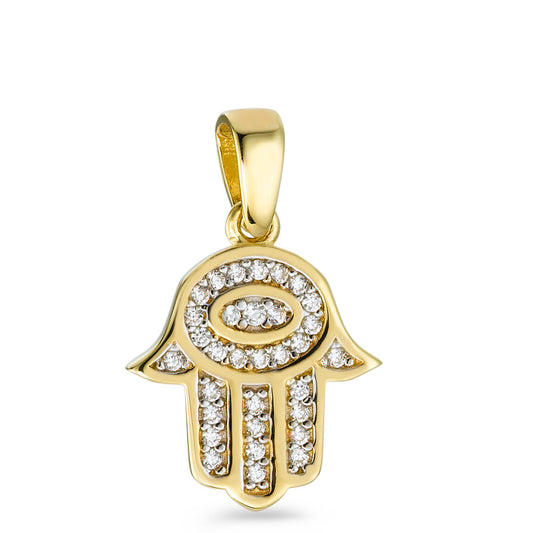 Pendant 9k Yellow Gold Zirconia 31 Stones Fatima