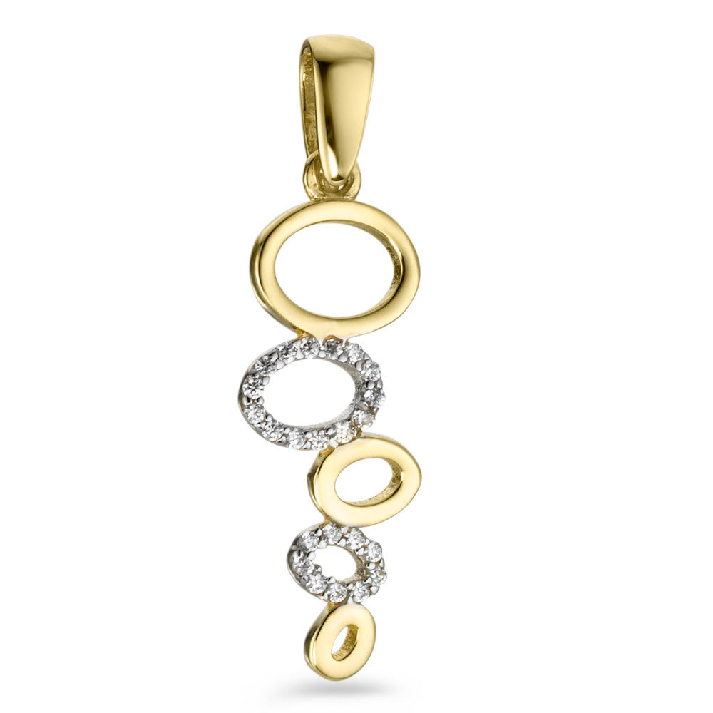 Pendant 9k Yellow Gold Zirconia 23 Stones