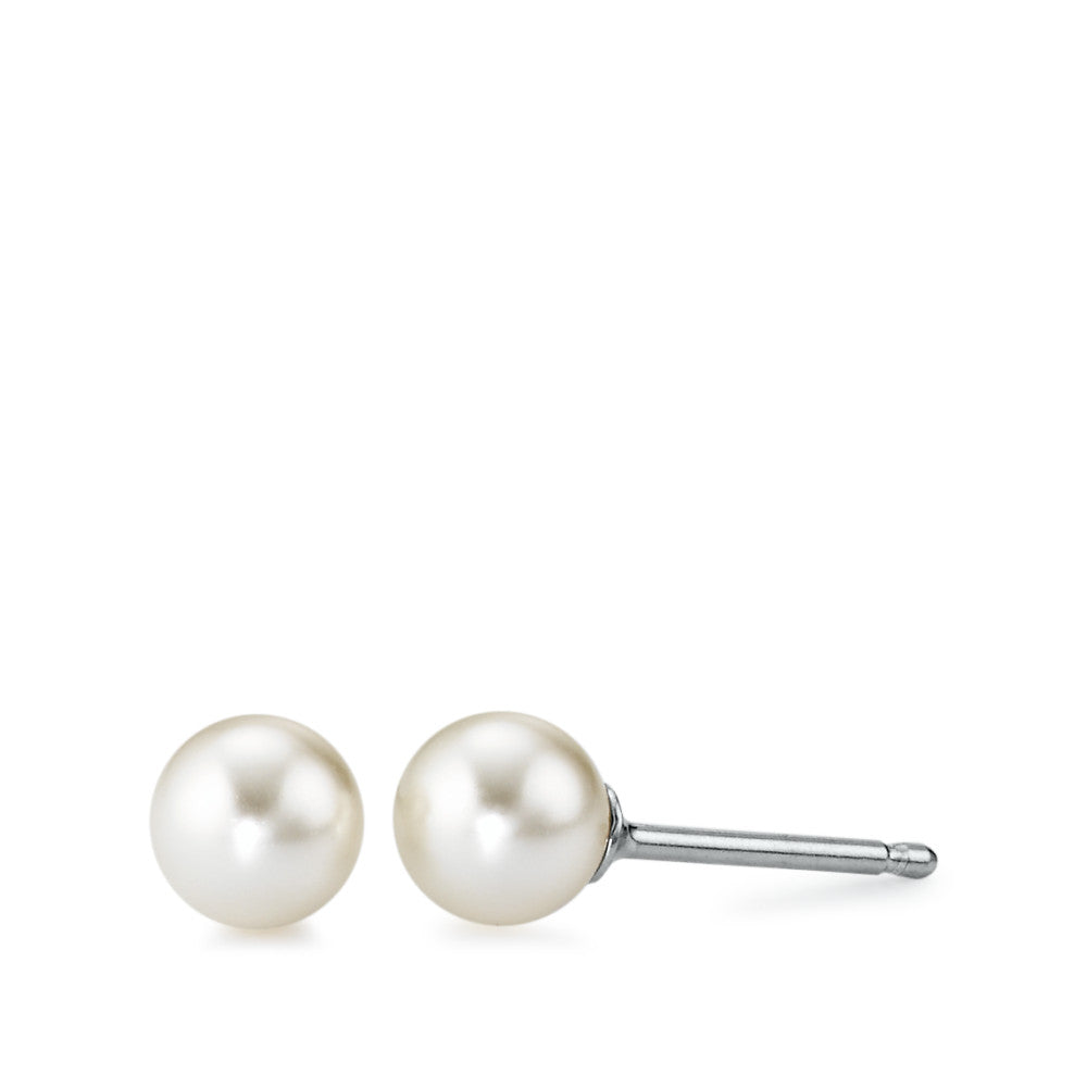 Stud earrings Silver Rhodium plated Shining pearls