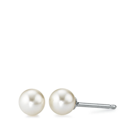 Stud earrings Silver Rhodium plated Shining pearls