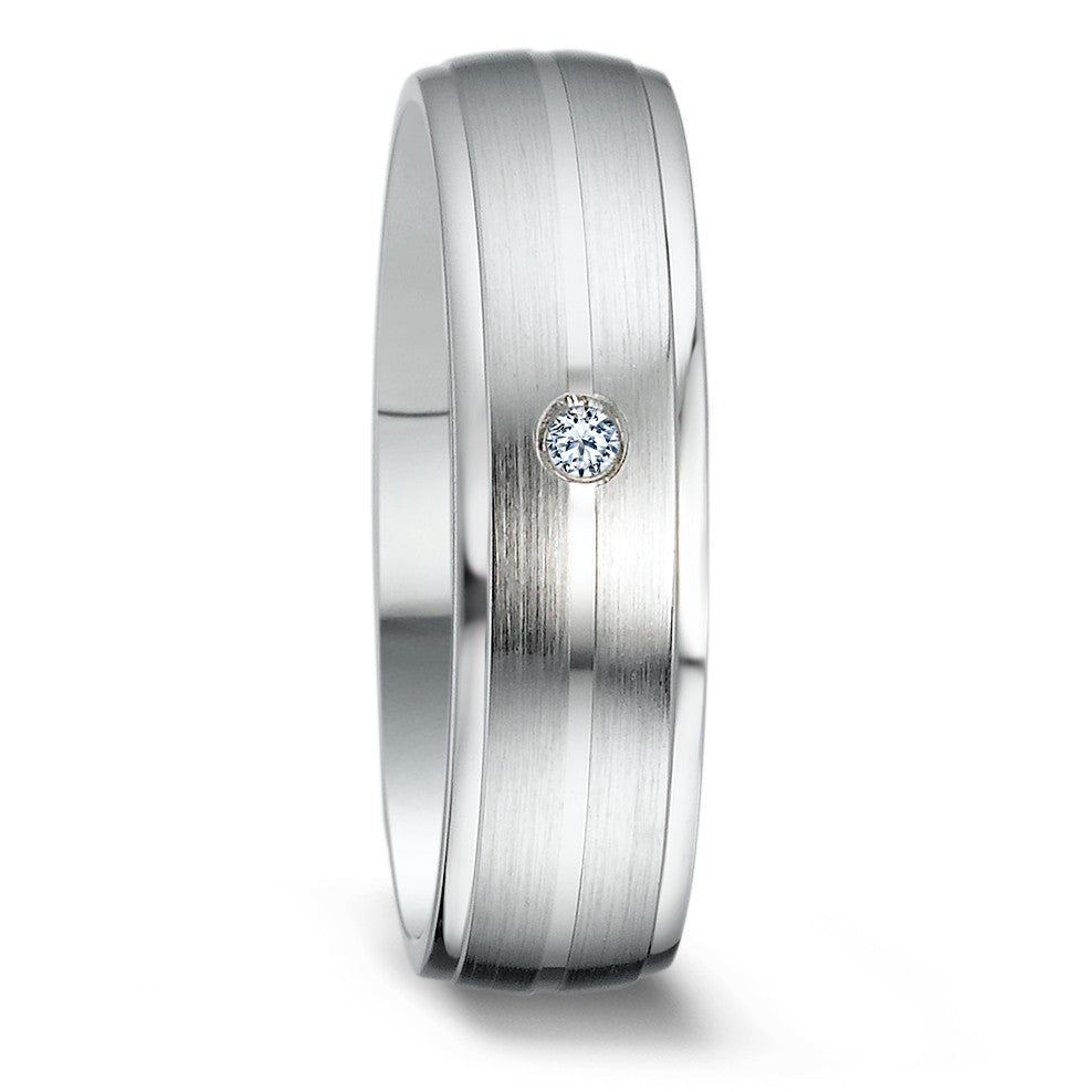 Wedding Ring Silver Zirconia Rhodium plated