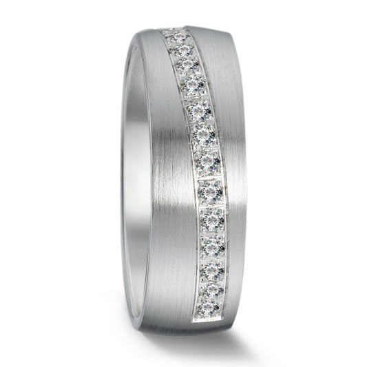 Wedding Ring Silver Zirconia 17 Stones Rhodium plated