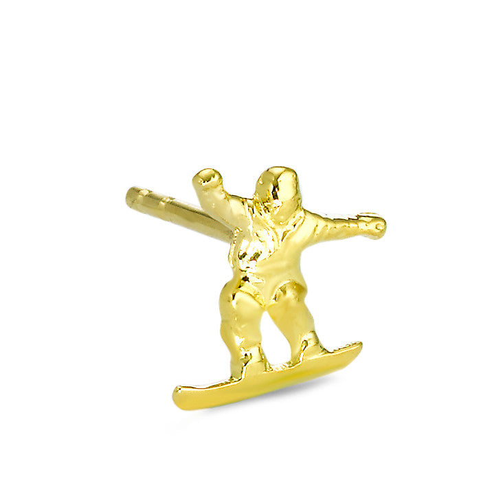 Single stud earring 18k Yellow Gold Snowboarding