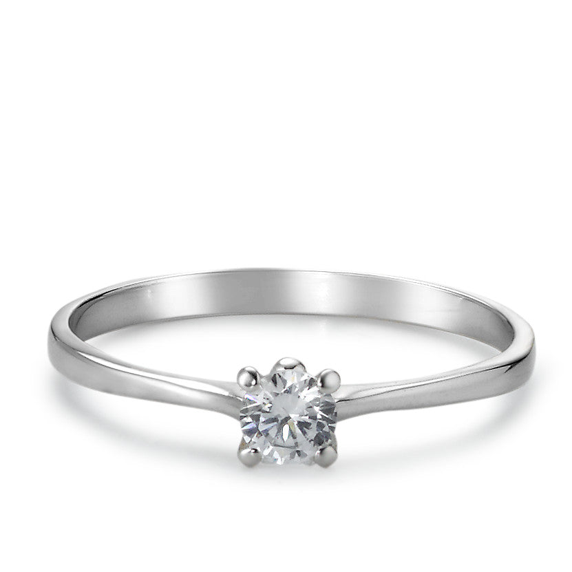 Solitaire ring 18k White Gold Zirconia Ø4 mm