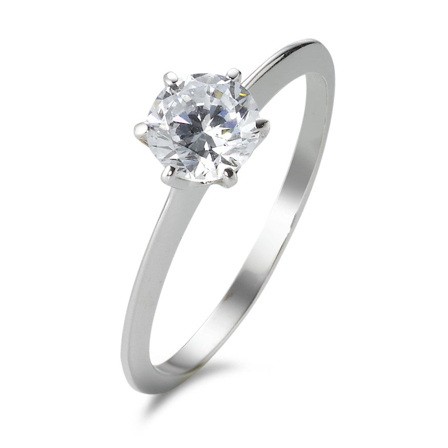 Solitaire ring 18k White Gold Zirconia Ø5.5 mm