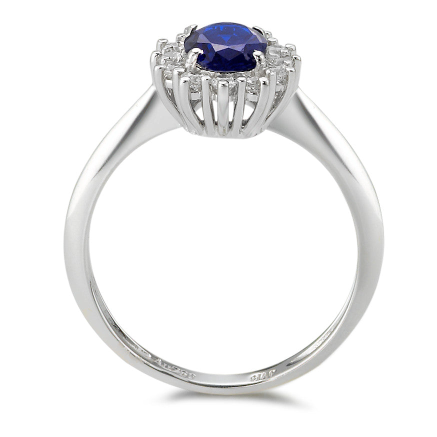 Ring 18k White Gold Zirconia Blue, 13 Stones