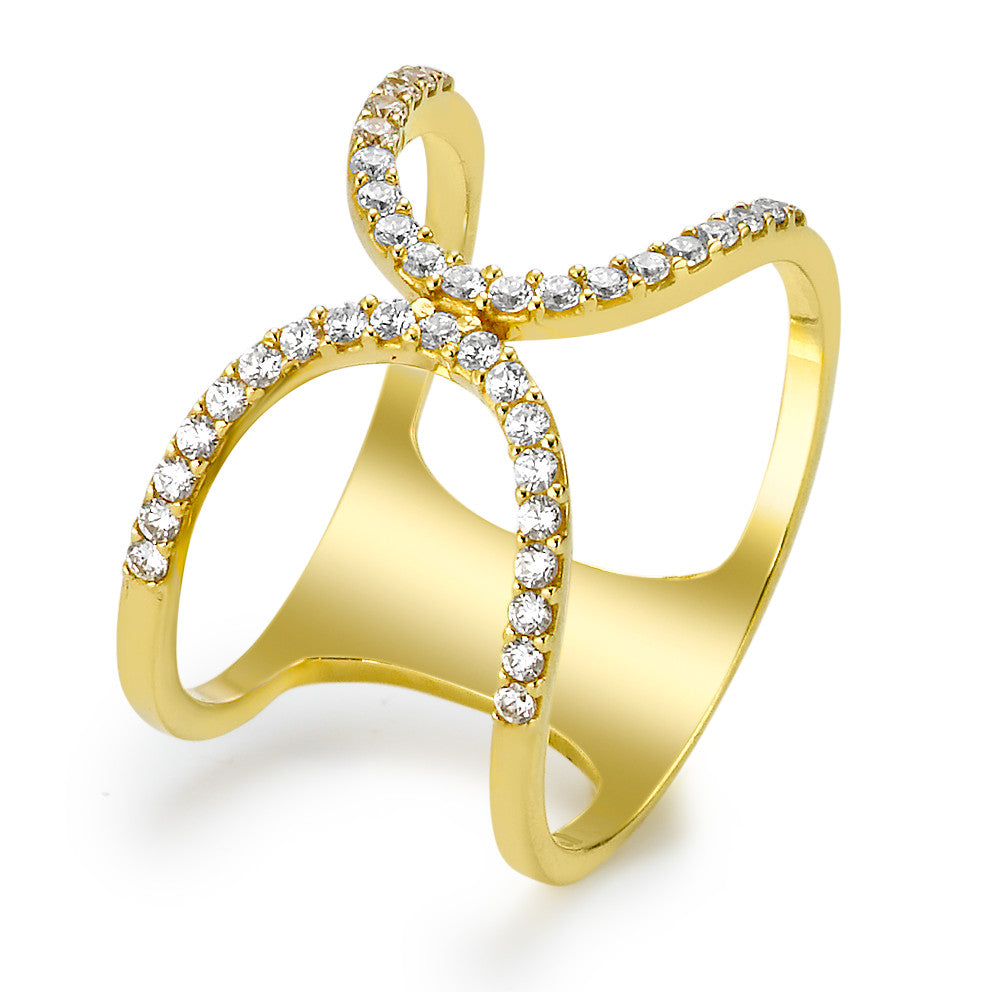 Ring 18k Yellow Gold Zirconia 38 Stones