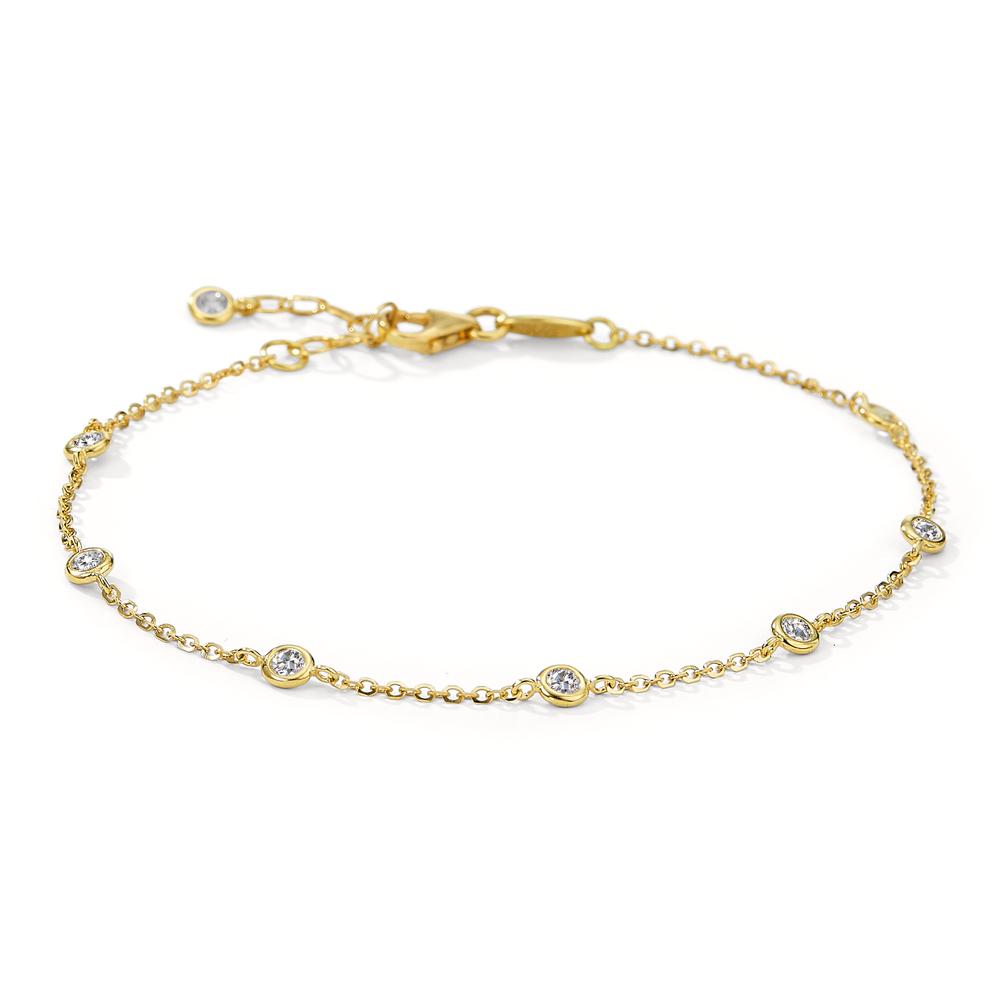 Bracelet 18k Yellow Gold Zirconia 8 Stones 16-18 cm Ø3 mm