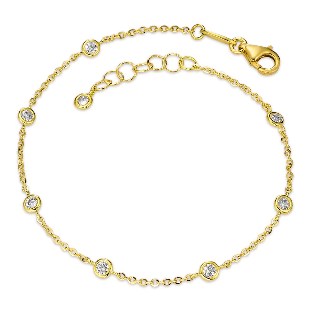 Bracelet 18k Yellow Gold Zirconia 8 Stones 16-18 cm Ø3 mm