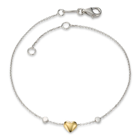 Bracelet 18k White Gold, 18k Yellow Gold Heart 16-18 cm Ø4.5 mm