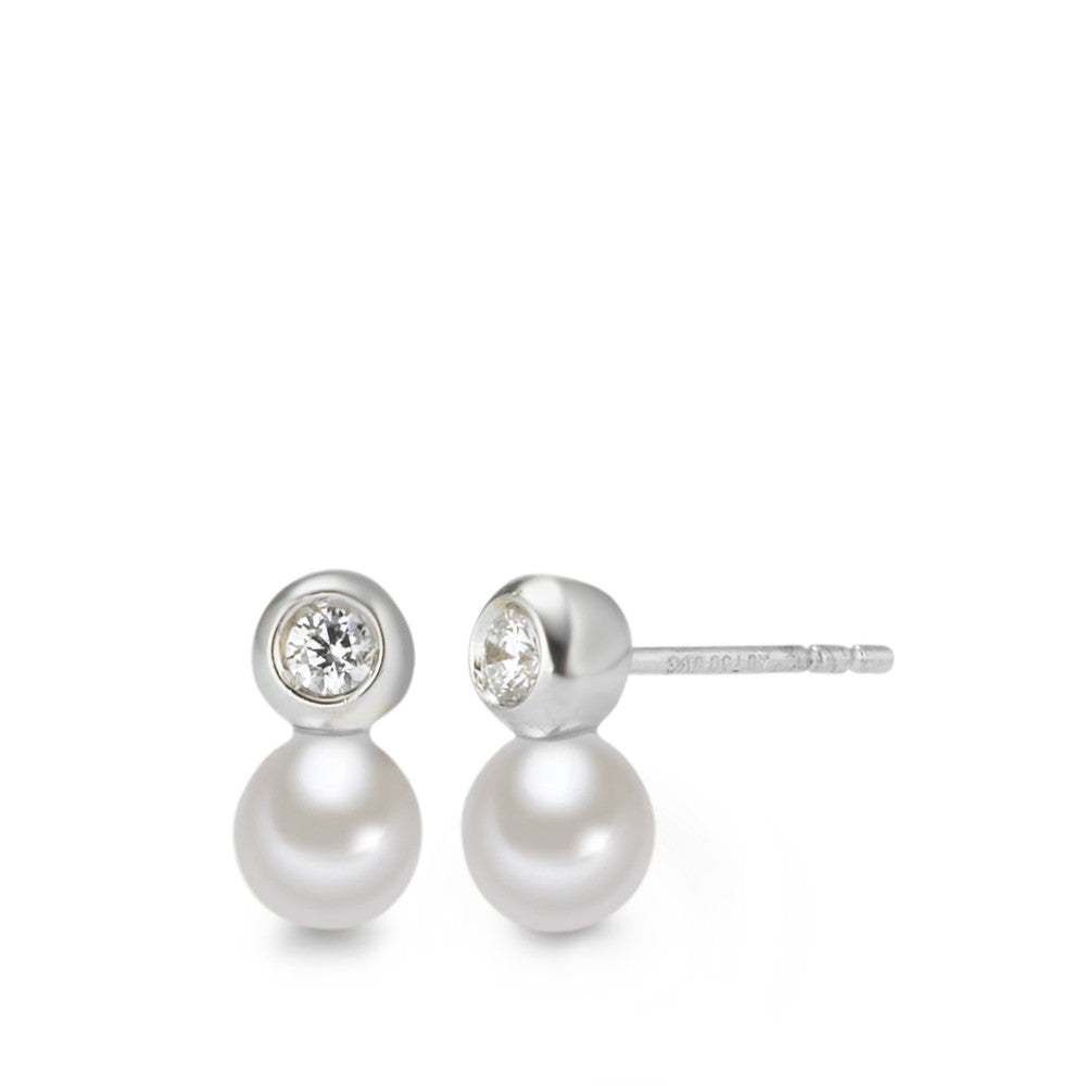 Stud earrings 18k White Gold Freshwater pearl Ø4 mm