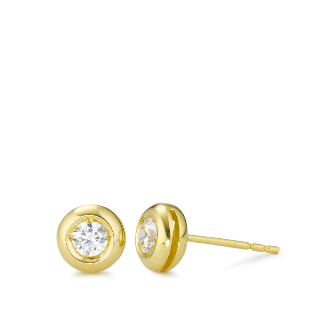 Stud earrings 18k Yellow Gold Zirconia 2 Stones Ø6.5 mm