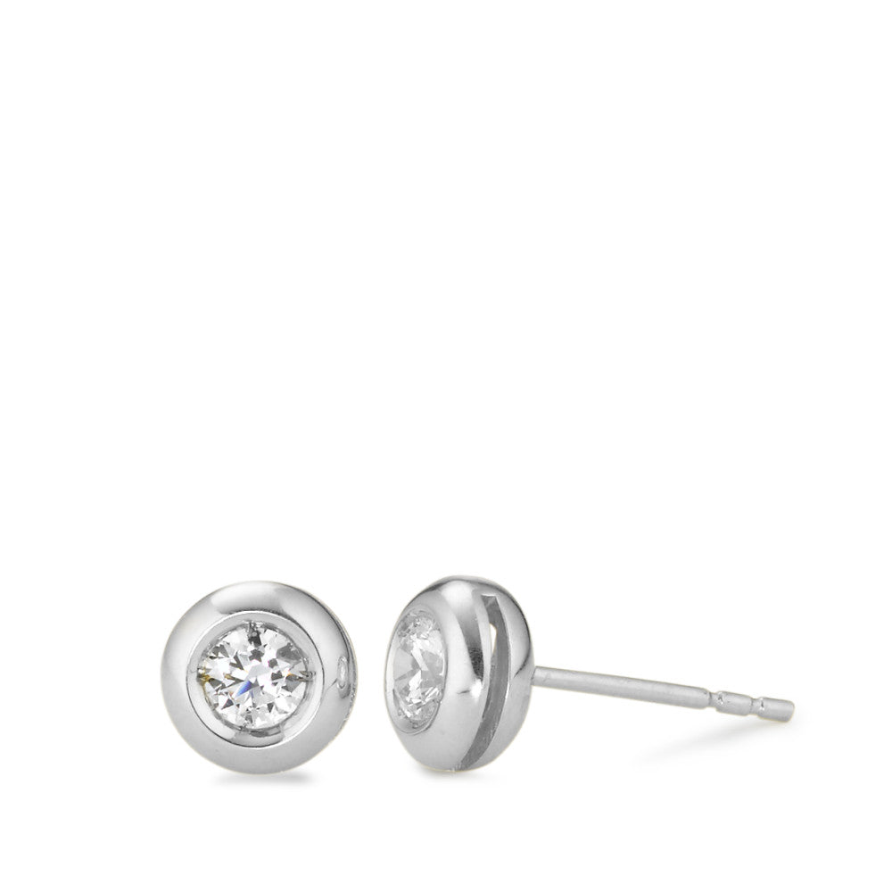 Stud earrings 18k White Gold Zirconia Ø6.5 mm