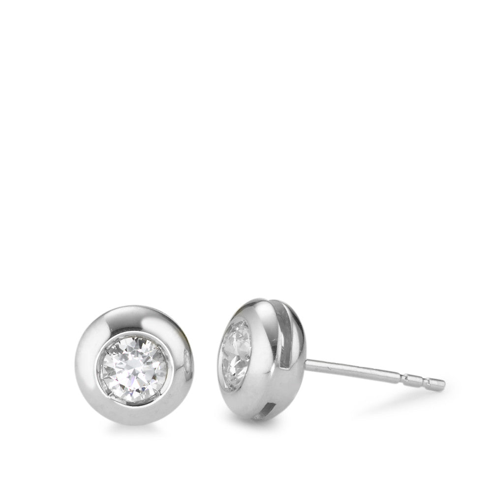 Stud earrings 18k White Gold Zirconia 2 Stones Ø7.5 mm