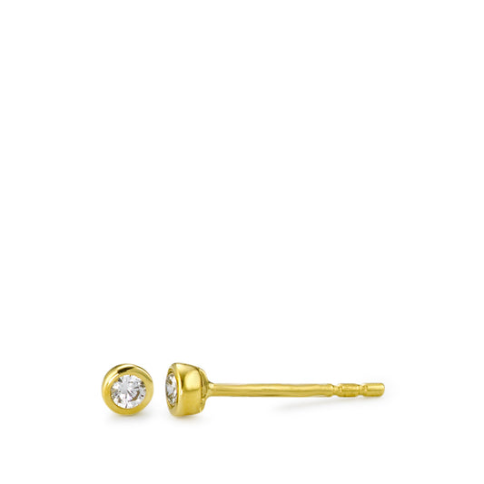 Stud earrings 18k Yellow Gold Zirconia 2 Stones Ø3 mm