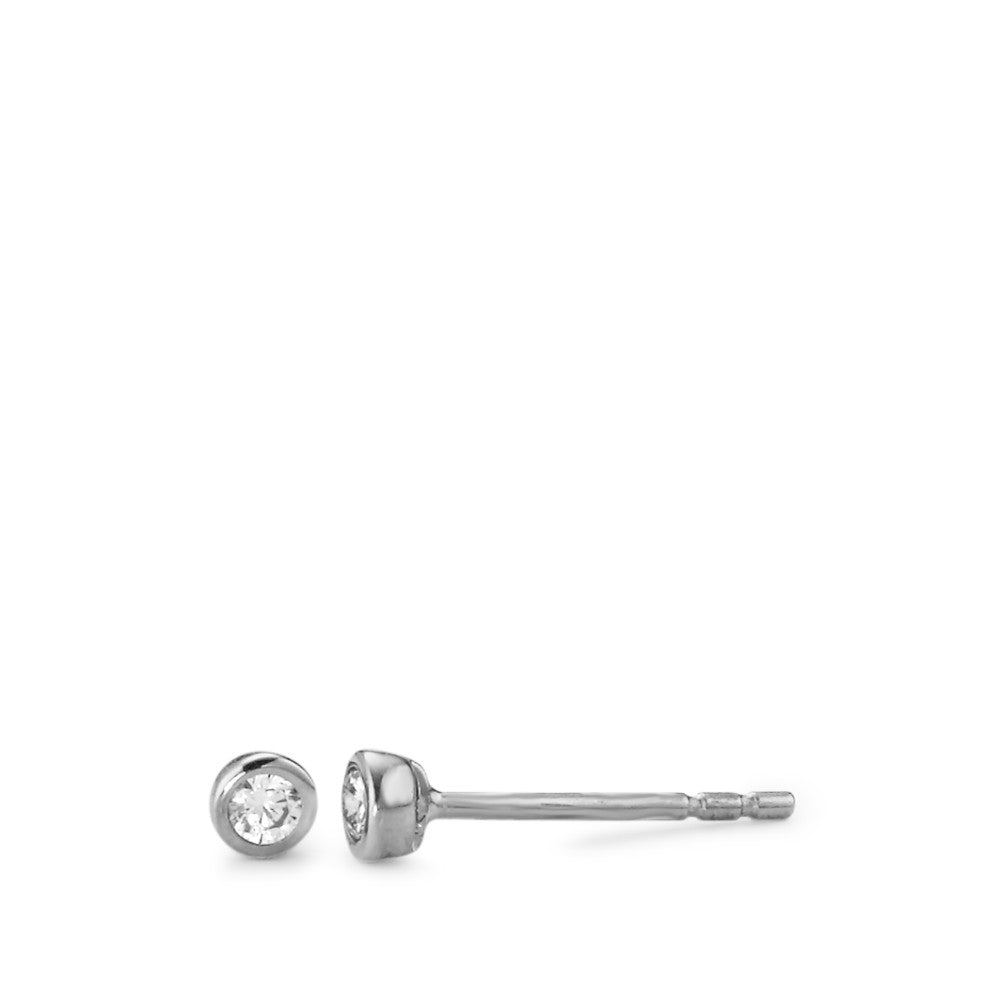 Stud earrings 18k White Gold Zirconia 2 Stones Ø3 mm