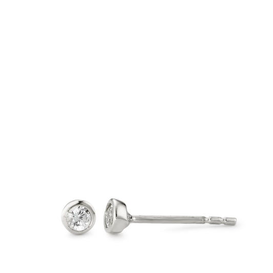 Stud earrings 18k White Gold Zirconia 2 Stones Ø3.5 mm