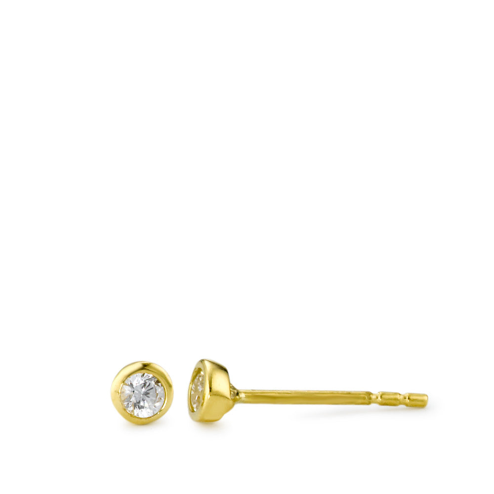 Stud earrings 18k Yellow Gold Zirconia 2 Stones Ø3.5 mm