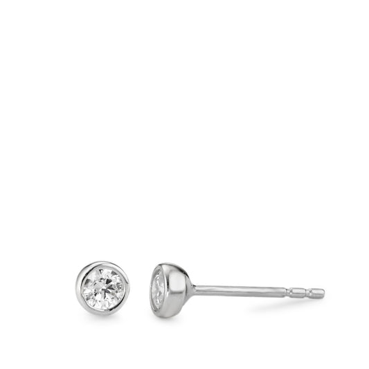 Stud earrings 18k White Gold Zirconia 2 Stones Ø4 mm