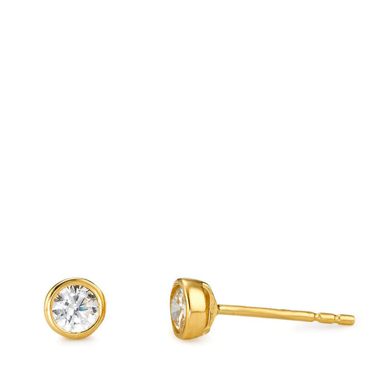 Stud earrings 18k Yellow Gold Zirconia 2 Stones Ø4.5 mm