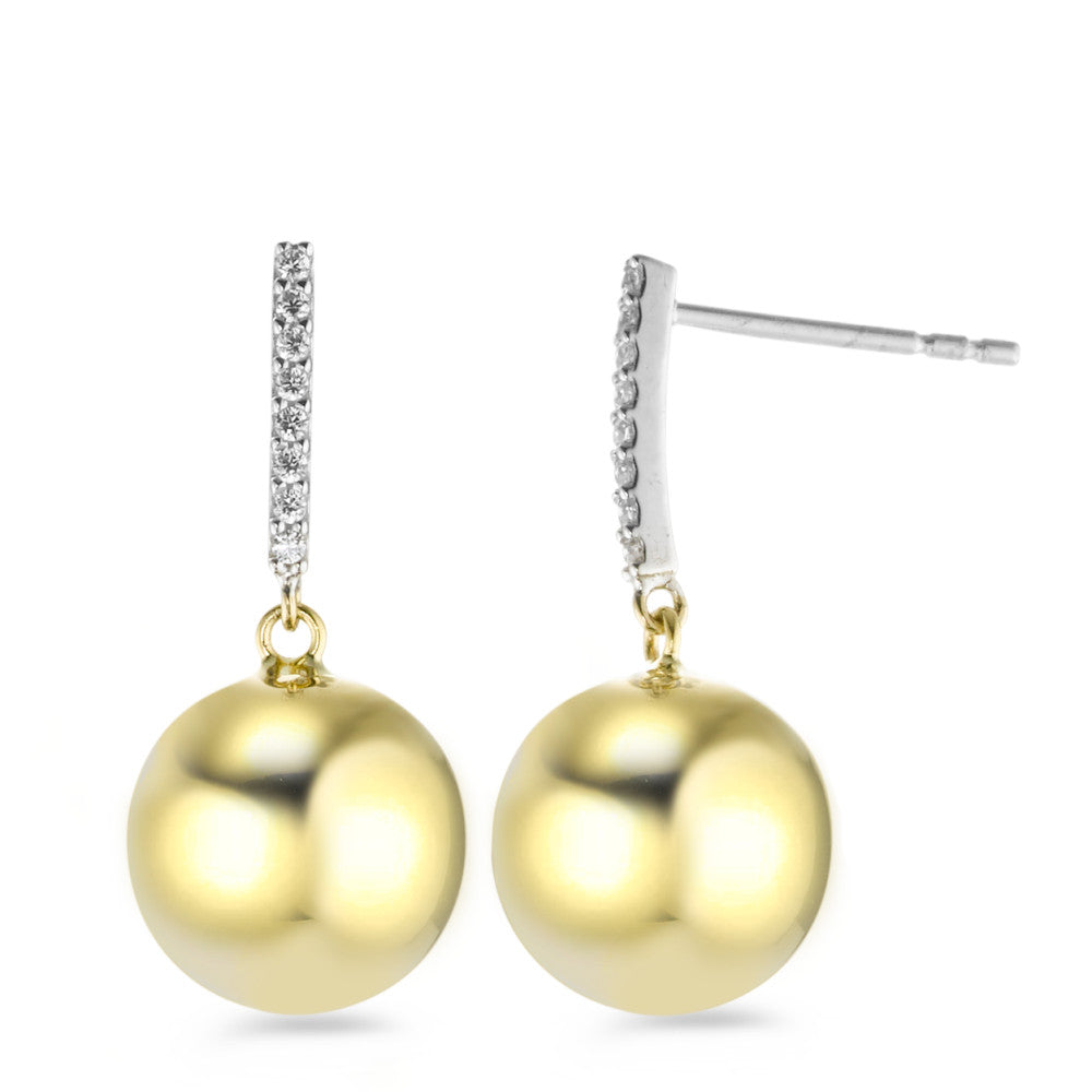 Drop Earrings 18k White Gold, 18k Yellow Gold Zirconia 16 Stones