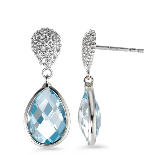 Drop Earrings 18k White Gold Topaz Blue, 2 Stones