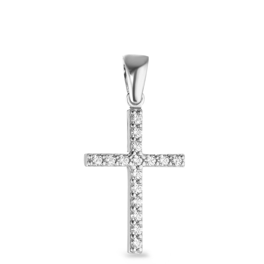 Pendant 18k White Gold Zirconia 16 Stones Cross