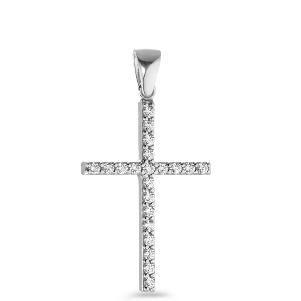 Pendant 18k White Gold Zirconia 21 Stones Cross