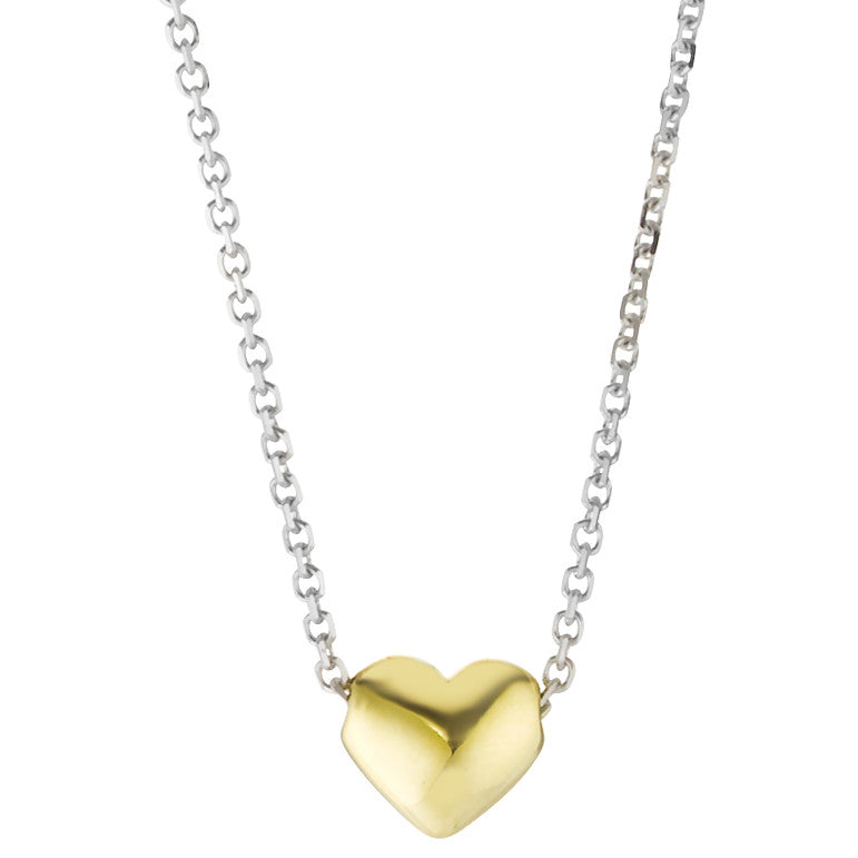 Necklace 18k White Gold, 18k Yellow Gold Heart 42 cm Ø5 mm