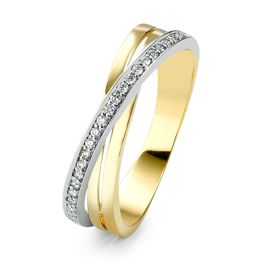 Ring 18k Yellow Gold, 18k White Gold Diamond 0.12 ct, 25 Stones, w-si