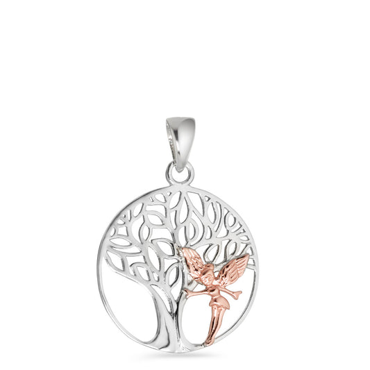 Pendant Silver Rose Gold plated Tree Of Life Ø18 mm