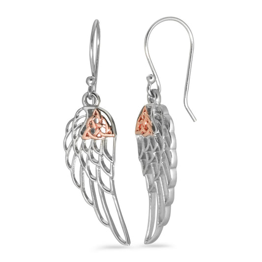 Drop Earrings Silver Rose Gold plated Wing