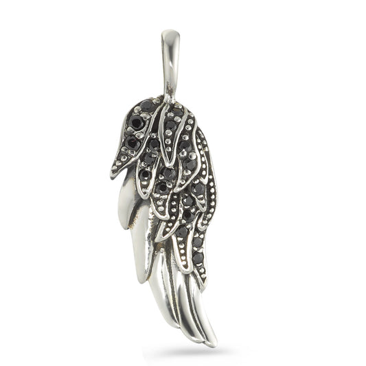 Pendant Silver Zirconia Black Rhodium plated Wing