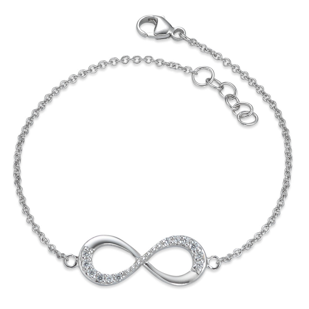 Bracelet Silver Zirconia 12 Stones Rhodium plated Infinity 17-18 cm