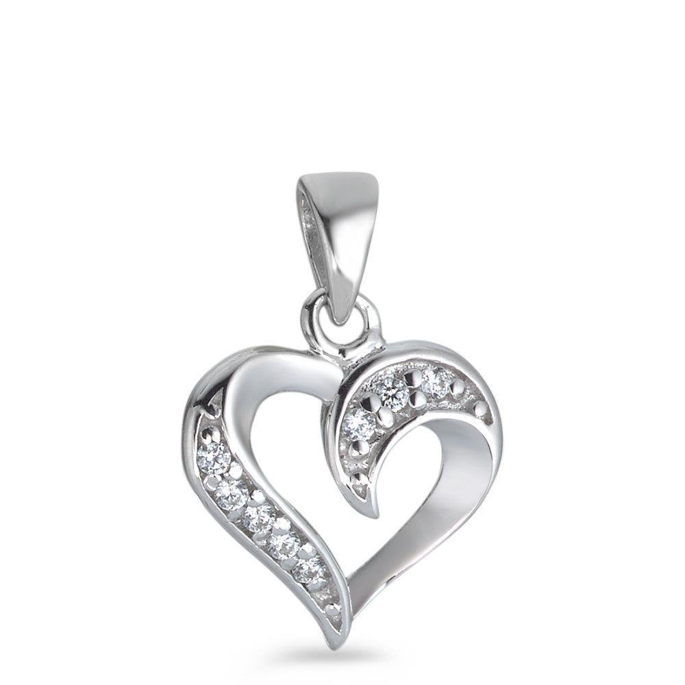 Pendant Silver Zirconia 8 Stones Rhodium plated Heart